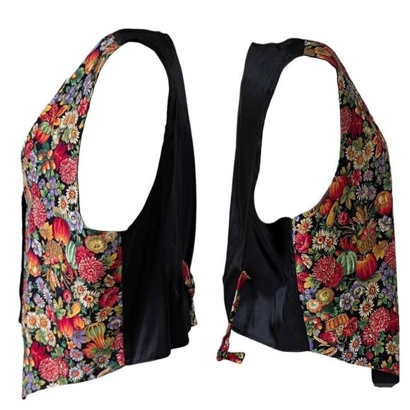 Pumpkin Patch Fall Autumn Flower Vest Light Weight Jacket Size L Basic Editions - Picture 4 of 7